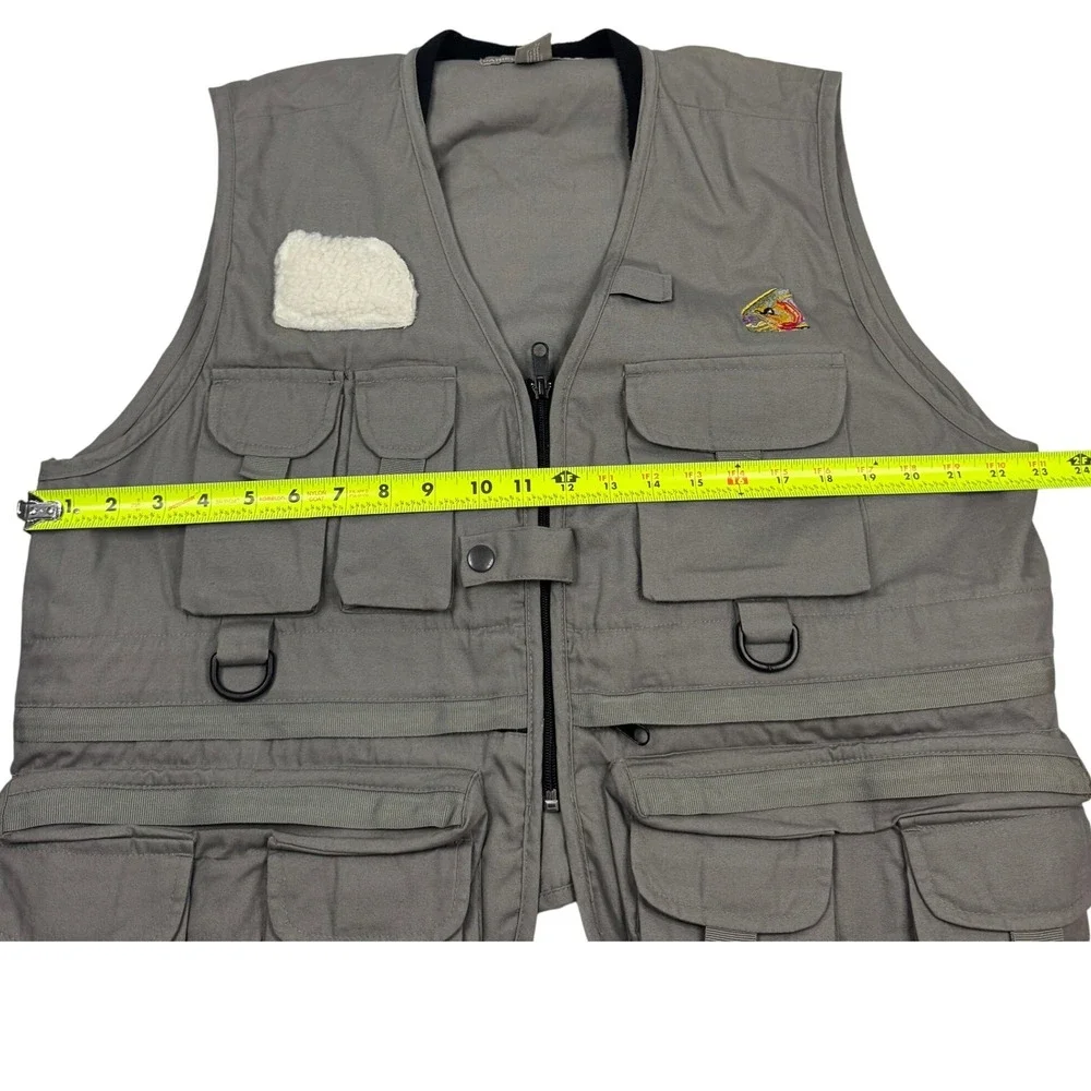Vtg Danielson Classic Fishing Vest Mens Large Gray Multi-Pocket Cotton Utility